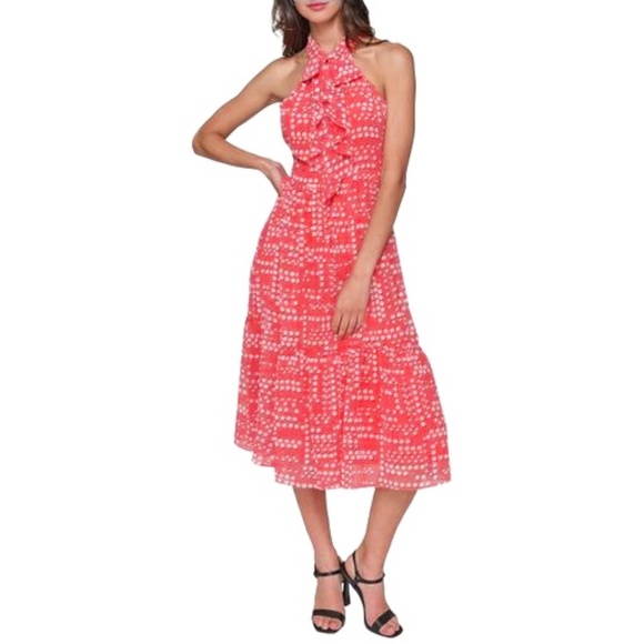 Karl Lagerfeld Red Paris Color Sleeveless Mock Neck Midi Dress - Picture 1 of 9